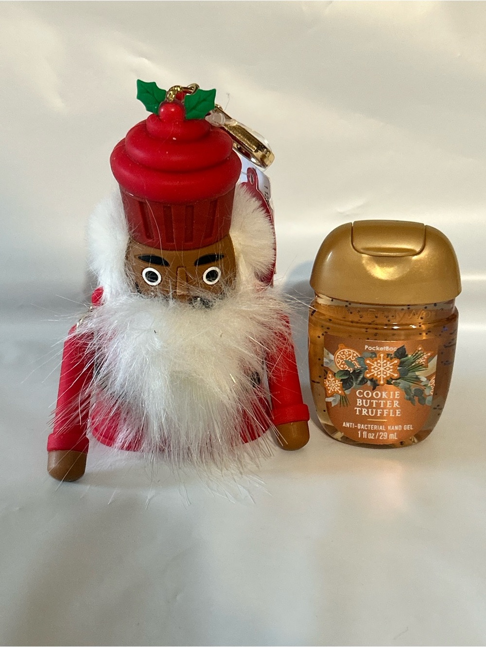 Bath & Body Works Red Nutcracker Hand Sanitizer Holder with White Beard